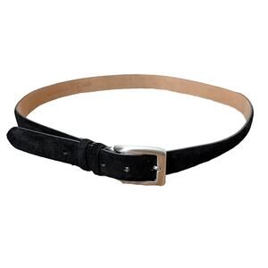 cale men's black suede leather silver buckle belt size 40